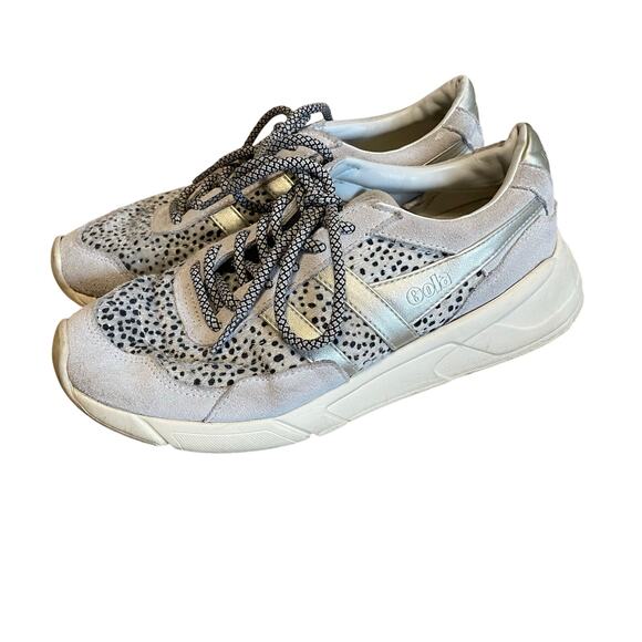 Gola x Anthro Eclipse Savanna Sneakers SZ 7 Calf Hair Black White Silver EUC - Picture 5 of 8